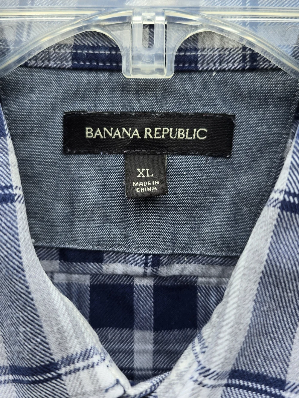 Banana Republic Gray and Blue Plaid Button-Down Shirt